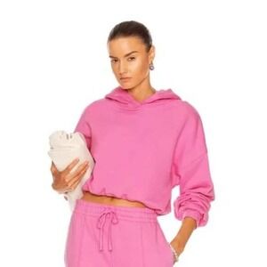 Jonathan Simkhai Standard Annie Cropped Hoodie Orchid Pink Medium